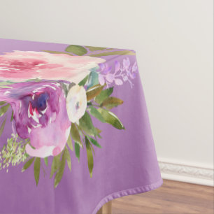 Pink Purple Jaune Aquarelle Florale Nappe