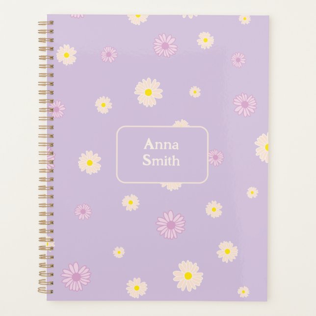 Pink Purple Jaune Daisies_ Motif Floral Script (Devant)