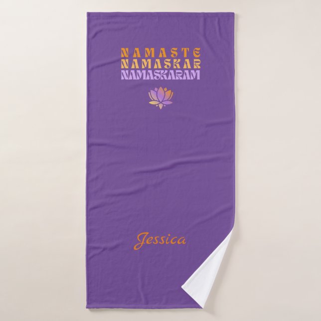 Pink Purple Namaste Bouddha Lotus Custom Yoga Mat (Serviette de bain)