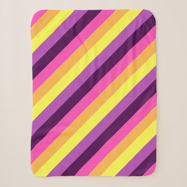 Pink Purple Retro Stripes Petite couverture Sherpa (Devant)