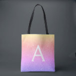 Pink Purple Sparkle Élégant Monogramme Sac de livr<br><div class="desc">Pastel Gold,  Jaune,  Orange,  Rose et Violet Ombre Faux Sparkle et Parties scintillant Élégant sac de livre de monogramme. Ce sac de livre peut être customisé pour inclure votre nom initial et prénom.</div>