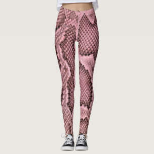 Pink Python Snake Print Leggings femmes