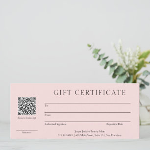 Pink QR Code Modern Business Cadeau Certificat