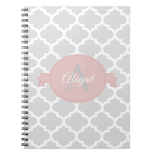 Pink Quatrefoil Carnet personnalisé (Devant)