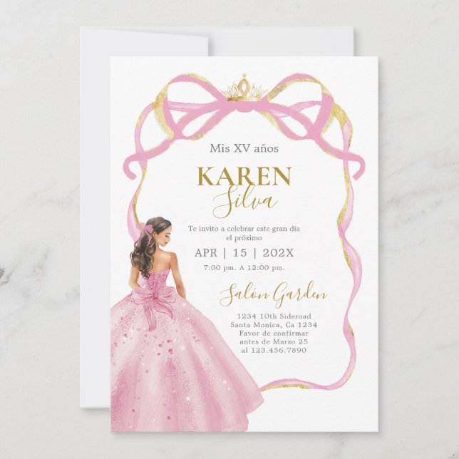 Pink Quinceanera Invitation (Devant)