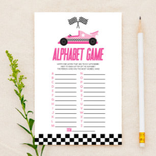 Pink Race Car Alphabet Baby shower Jeu