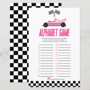 Pink Race Car Alphabet Baby shower Jeu