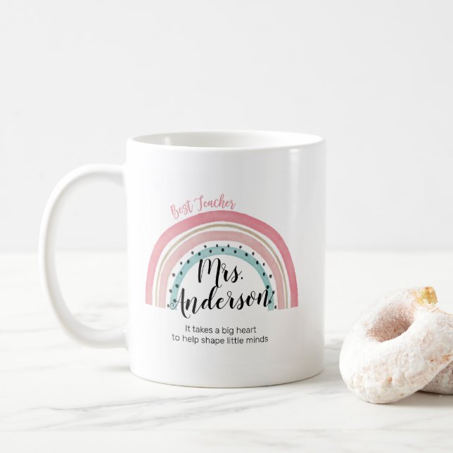 Pink Rainbow Meilleure Mug de café enseignant (Avec donut)