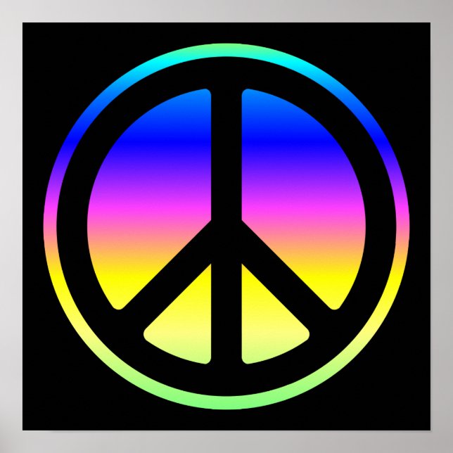 Pink Rainbow Peace Symbol Poster (Devant)