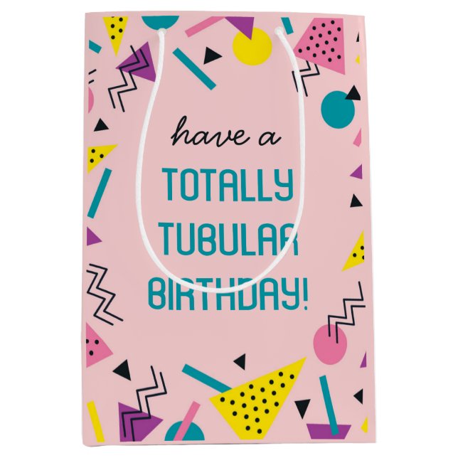 Pink Retro Funny 80s Slang Anniversaire Sac cadeau (Devant)