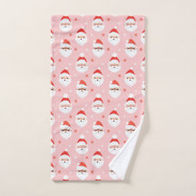 Pink Retro Santa Clause Serviette de cuisine