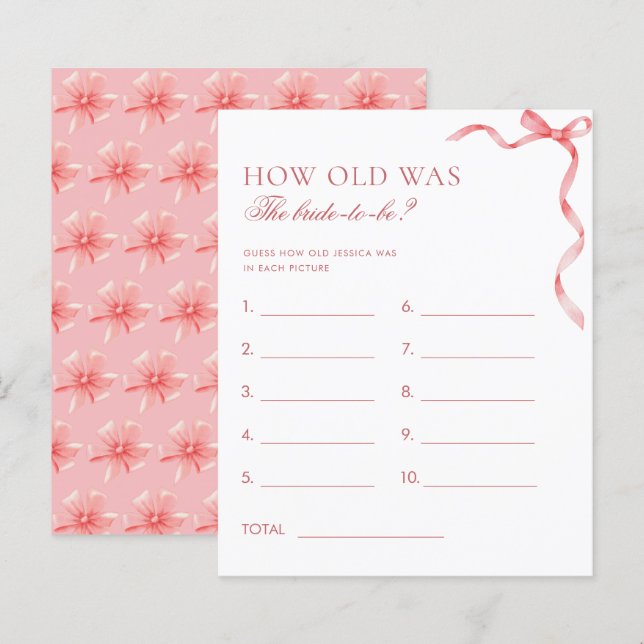 Pink Ribbon Bow Quel Âge Était Le Jeu De Mariée (Devant / Derrière)