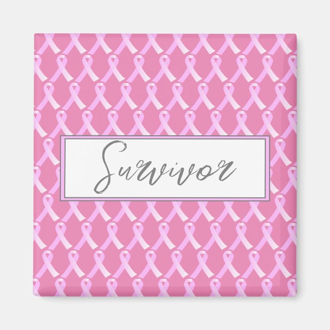 Pink Ribbon Cancer du sein Survivant Magnet (Devant)