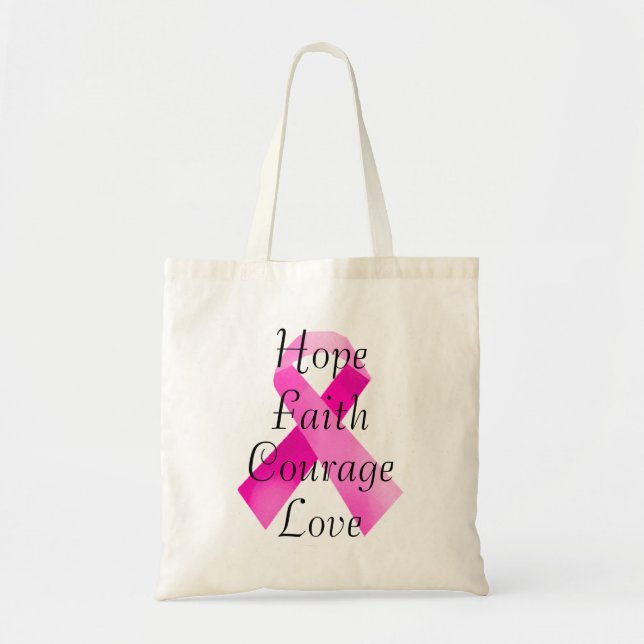 Pink Ribbon Faith Tote Bag (Devant)
