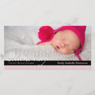 Pink Ribbon Girl Baby Faire-part de naissance Phot