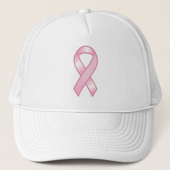 Pink Ribbon White Mesh Casquette de sensibilisatio (Devant)