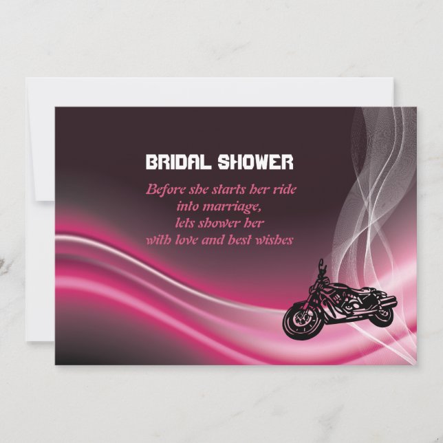 Pink road biker mariage invitation de douche nupti (Devant)