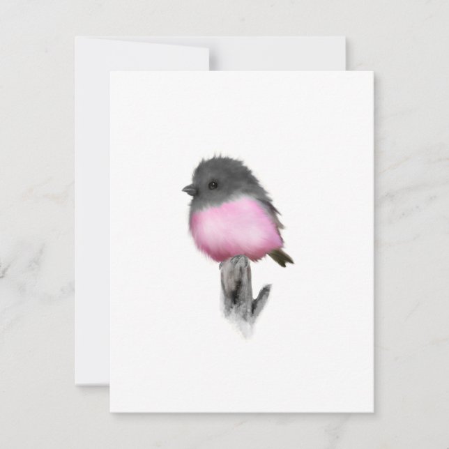 Pink Robin Bird Merci Cartes de notes (Devant)