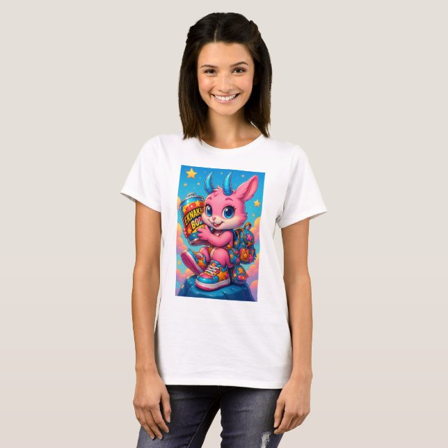 Pink Rocket Bunny Graphic T-Shirt (Devant entier)