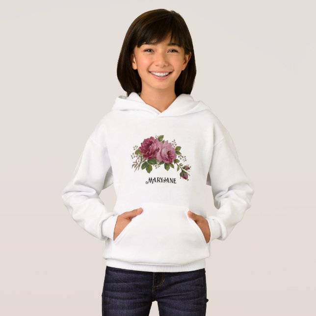 Pink Rose Elegance Hoodie (Devant entier)