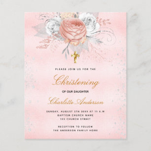 Pink rose floral budget l'invitation