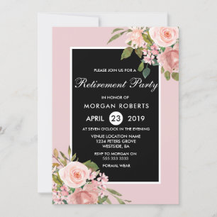 Pink Rose Gold Flower Invitation du Parti de retra