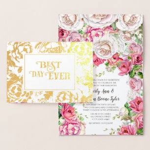Pink Rose Gold Foil Invitations de mariage