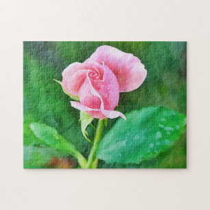 Pink Rose Rose Bud Art Puzzle