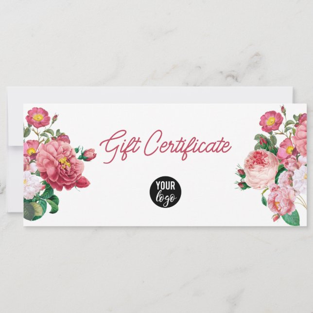 Pink Roses Business Logo QR Code Certificat cadeau (Dos)