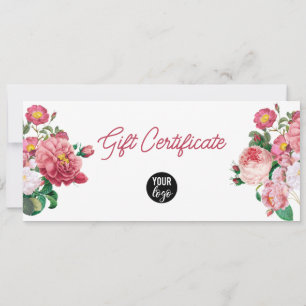 Pink Roses Business Logo QR Code Certificat cadeau