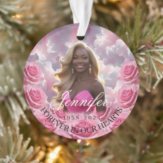 Pink Roses Memorial Christmas Tree Ornament 
