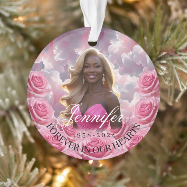 Pink Roses Memorial Christmas Tree Ornament  (Arbre)