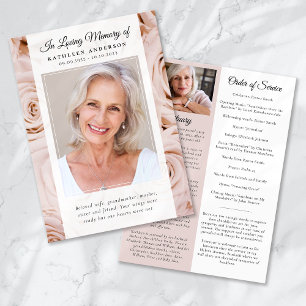 Pink Roses Photo Memorial Service Programme