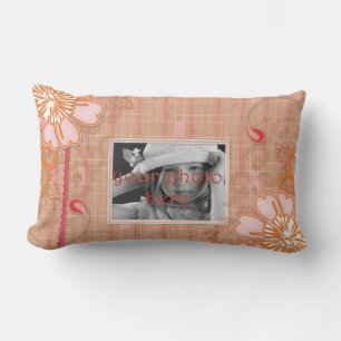 Pink Rouge Tan Plaid Lumbar Lisse Oreiller