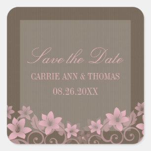 Pink Rustic Floral Enregistrer Stickers Date