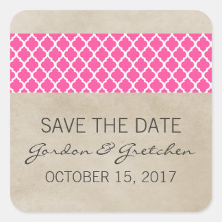 Pink Rustic Quatrefoil Enregistrer les stickers Da