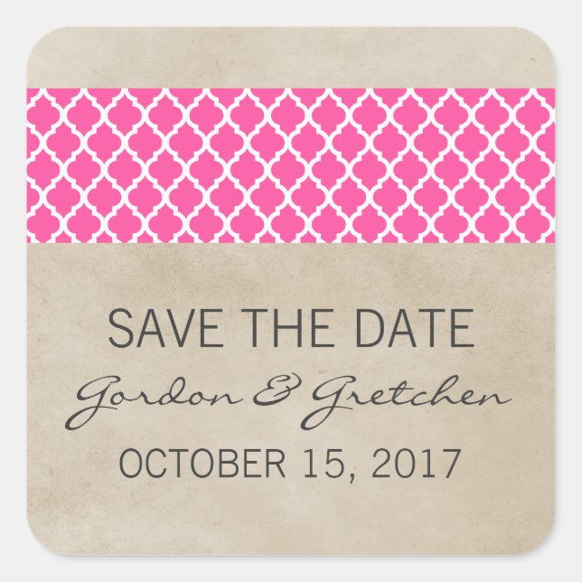 Pink Rustic Quatrefoil Enregistrer les stickers Da (Devant)