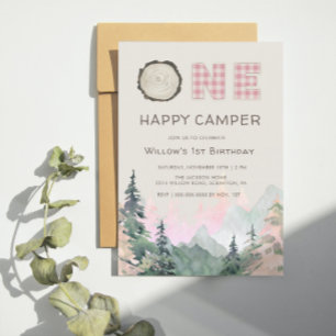 Pink Rustic Un Joyeux Camper Invitation Anniversai