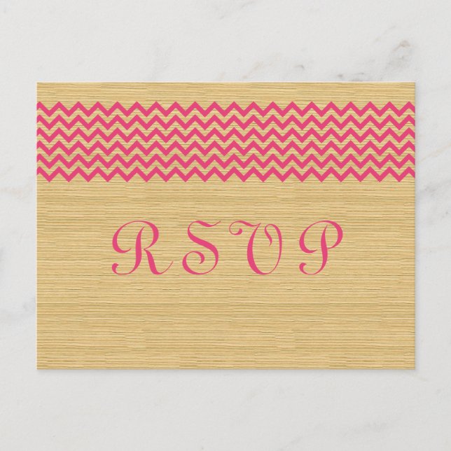 Pink Rustique Chevron carte postale RSVP (Devant)