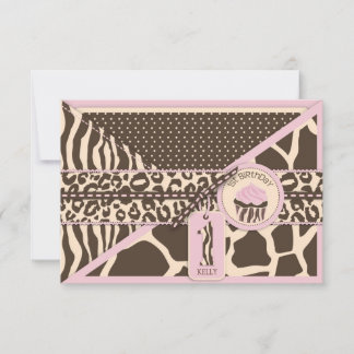 Pink Safari & Cupcake Premier anniversaire RSVP