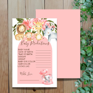 Pink Safari thème Baby shower prédictions jeu