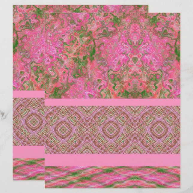 Pink Sampler Scrapbook Paper 2-Sided Page (Devant / Derrière)