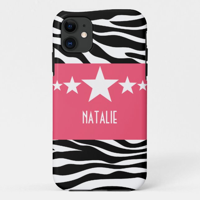 Pink Sassy Star Zebra BT iPhone 5 Coque (Dos)