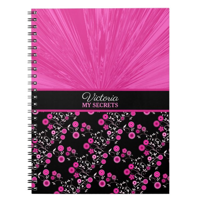 Pink Satin Floral Explosion My Secrets Journal (Devant)