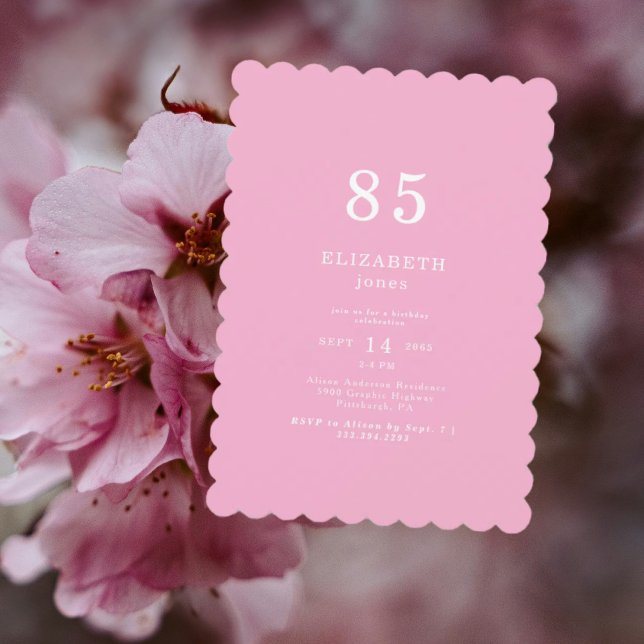Pink Scalloped 85E Invitation de fête d'anniversai (Créateur téléchargé)