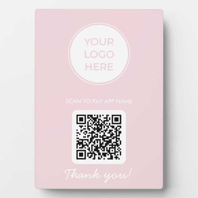Pink Scan Me To Pay QR Code Plaque (Devant)