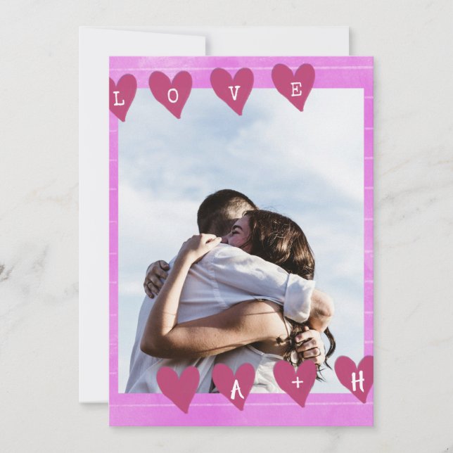 Pink Scrapbook Photo Carte Saint Valentin (Devant)
