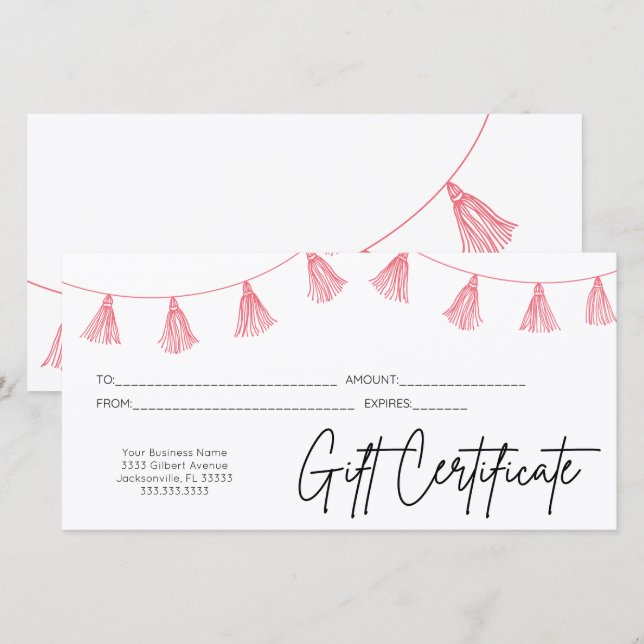 Pink Script Logo Certificat cadeau d'entreprise (Devant / Derrière)