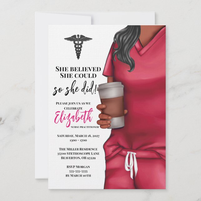 Pink Scrub Médicale School Graduation Invitation (Devant)