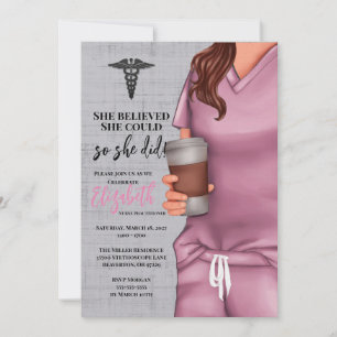 Pink Scrubs Nursing School Graduation Invitation